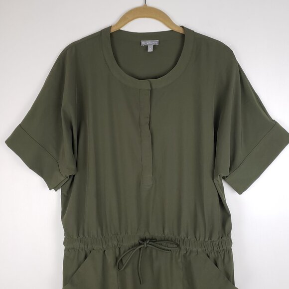 Talbots Lightweight Stretch Stand Collar Dress Olive Green Blouson UPF Size M - Picture 3 of 10